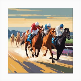 Horse Racing At Sunset Canvas Print