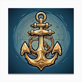 Golden Anchor Vector Illustration Canvas Print