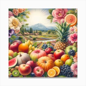 Fruit And Flowers Canvas Print