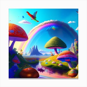 Rainbow And Mushrooms 2 Canvas Print