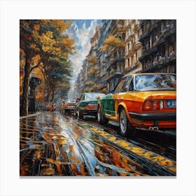 Cars On The Street Canvas Print