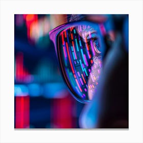 Man In Glasses Looking At Stock Charts Canvas Print