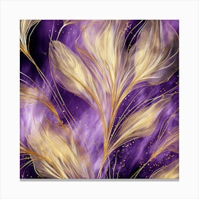 Purple And Gold Feathers 2 Canvas Print