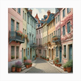 European Vintage Streetscape Streets Of Timeless Charm (2) Canvas Print