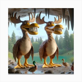 Dinosaurs In The Cave 1 Canvas Print