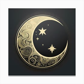 Moon and stars Canvas Print