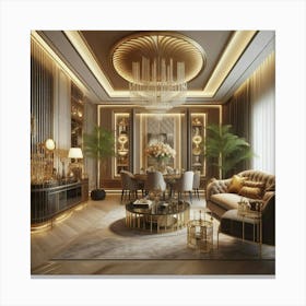 Gold Living Room 1 Canvas Print