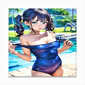 Anime Girl In Blue Swimsuit-Drucke 08.12.2024--938c11 Canvas Print