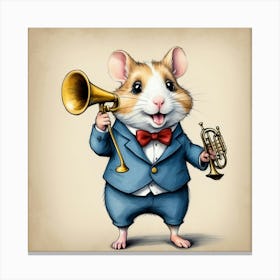 Hamster With Trumpet Canvas Print