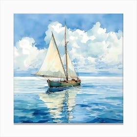 Sailing Boat On Peaceful Waters Canvas Print