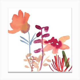 Botanical Watercolors 4 Square Canvas Print