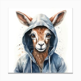 Watercolour Cartoon Gazelle In A Hoodie 3 Canvas Print