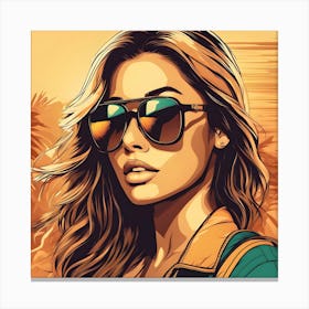 Woman Wearing Sunglasses 3 Canvas Print