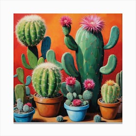 Cactus Painting Maximalist Still Life Woolly Torch Cactus art print 1 Canvas Print