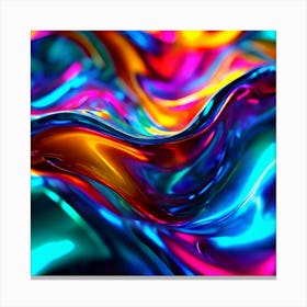 3d Light Colors Holographic Abstract Future Movement Shapes Dynamic Vibrant Flowing Lumi (9) Canvas Print