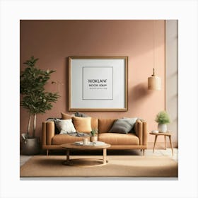 Living Room With A Sofa And Plant Canvas Print