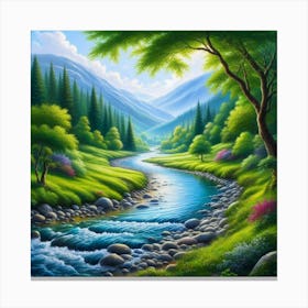 River In The Forest 16 Canvas Print