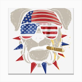 American Bulldog Us Flag Canvas Print