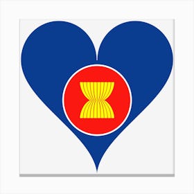 Asean Asia South East Asia Flag Logo Organization Love Heart Canvas Print
