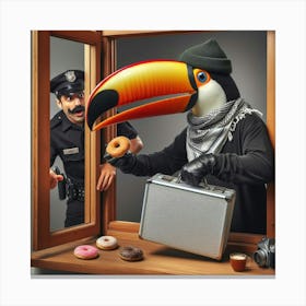 Toucan And Police Officer Canvas Print