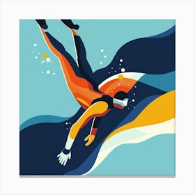 Scuba Diver Illustration Canvas Print