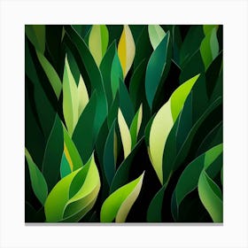 Abstract Green Leaves 1 Canvas Print