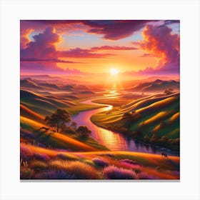 Sunset In The Valley Canvas Print