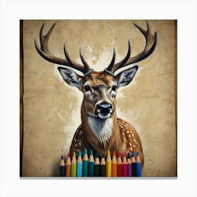 Deer With Colored Pencils Canvas Print