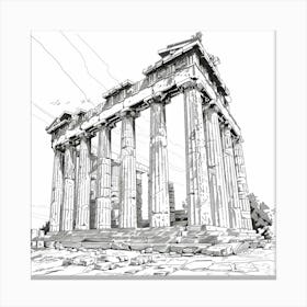 A Temple Of Olympian Zeus In Athens Hand Drawn S 1720009068 4 Canvas Print