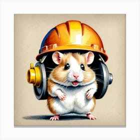 Hamster In Hard Hat 4 Canvas Print