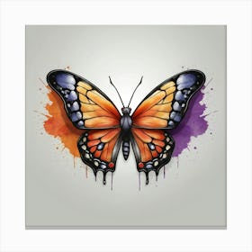 Butterfly With Watercolor Splashes Canvas Print