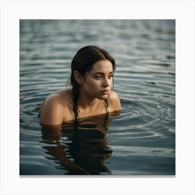 Young Woman In Water Canvas Print