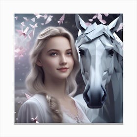 Girl And A Horse 5 Canvas Print