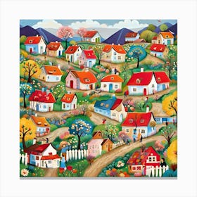 Village In Spring 1 Canvas Print