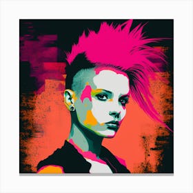 Portrait Of Girl In Punk Pop Art Style Canvas Print