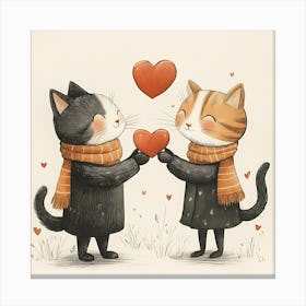 Charming Cats Exchange Heart 2 Canvas Print