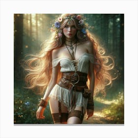 Sexy Girl In The Forest Canvas Print