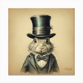 Rabbit In Top Hat 9 Canvas Print