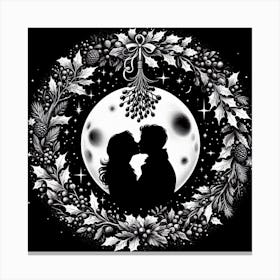 Couple Kissing On The Moon Canvas Print