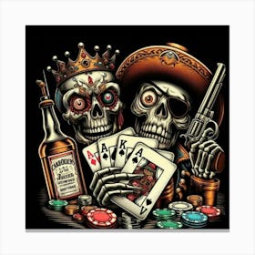 Skeletons Playing Poker Lienzo