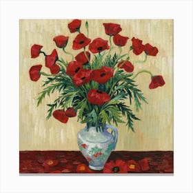 Vase With Poppies, Van Gogh Art Print 3 Canvas Print