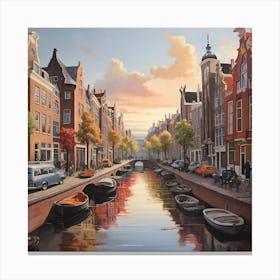 Sunset In Amsterdam Canvas Print