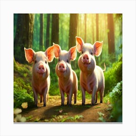 Pigs In The Forest Canvas Print