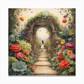 Girl In A Garden 3 Canvas Print