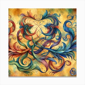 Dragons Tails Watercolor Mythical Creatures Wall Art 2 Canvas Print