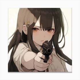 Anime Girl Holding A Gun Canvas Print