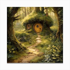 Enchanted Forest Cozy Cottage Wall Art Print. Canvas Print
