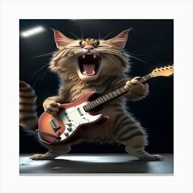 Cat Playing Guitar Canvas Print