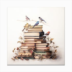 Birds On Books 1 Canvas Print