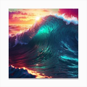 Sunset Ocean Wave Canvas Print